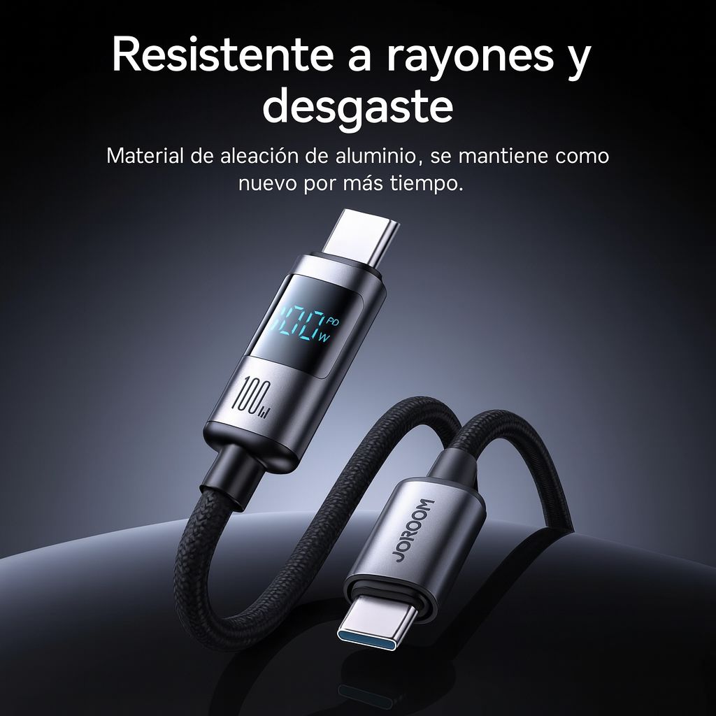 Cable Joyroom Usb Tipo C 100w Carga Rapida Pantalla Led 1,2 Metros