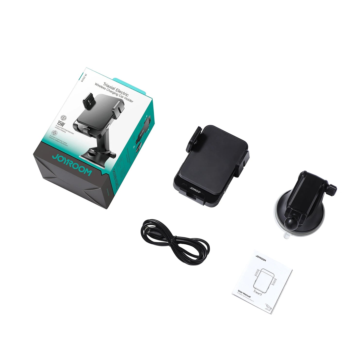 Soporte Cargador Inalámbrico 15w De Carro Tablero Joyroom Negro