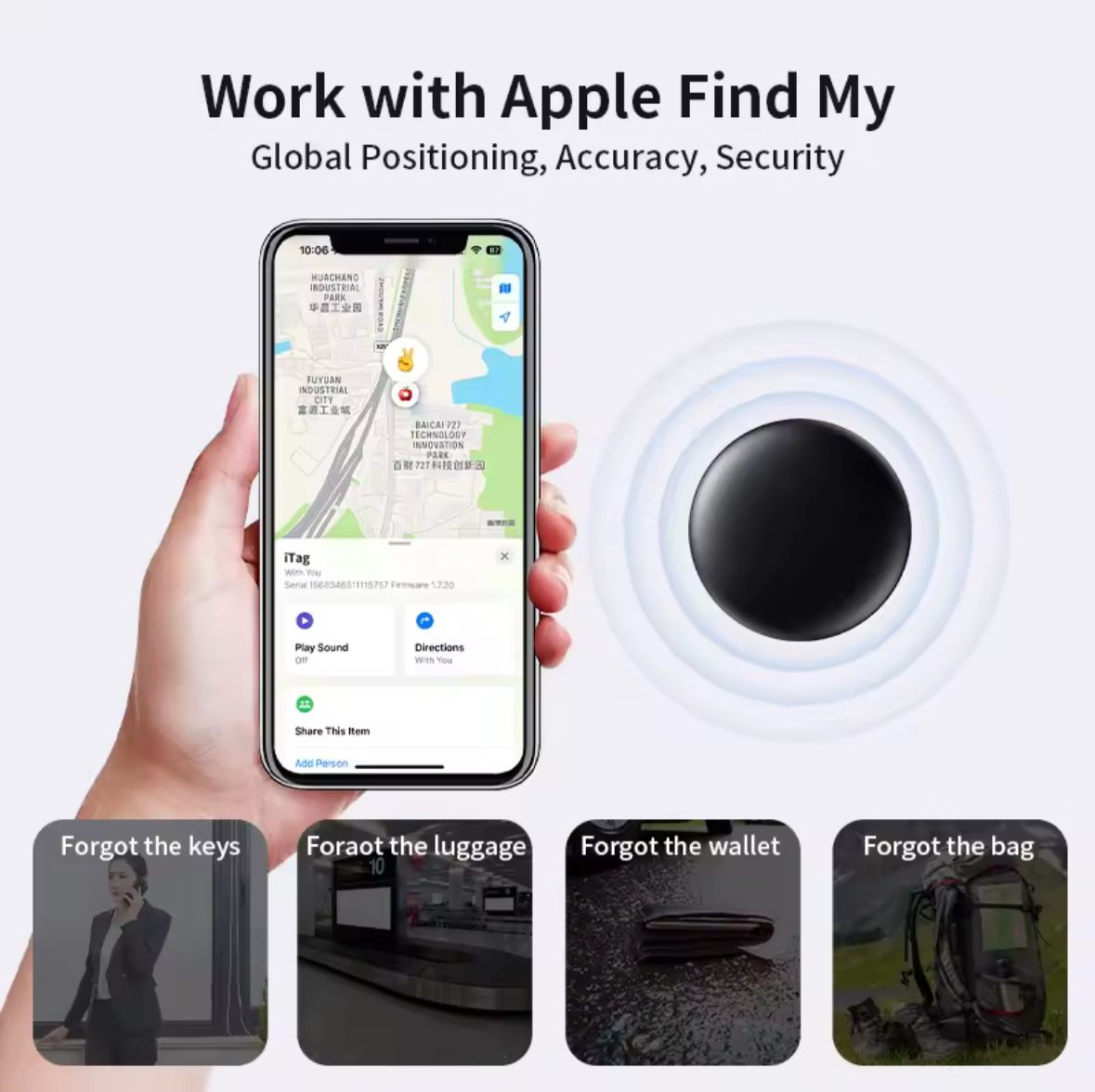 Localizador Inteligente Bluetooth Compatible con Iphone iOS Find My Rastreador GPS