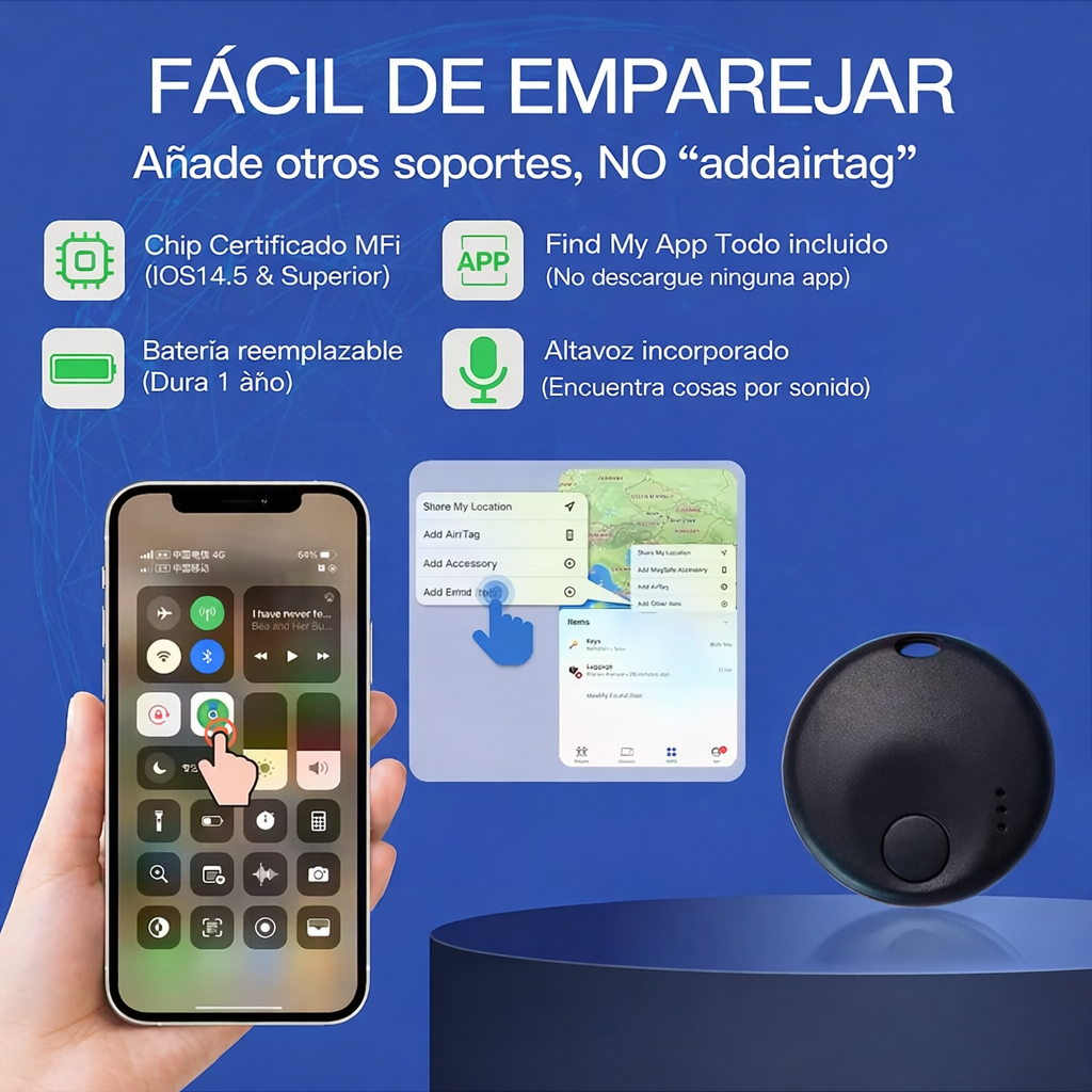 Localizador Inteligente Bluetooth Compatible con Iphone iOS Find My Rastreador GPS