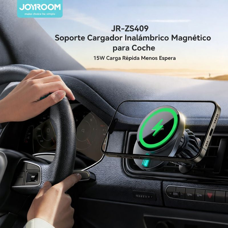 Soporte Cargador Magnetico Carga Rapida Inalambrico 15w Para Carro Joyroom Negro