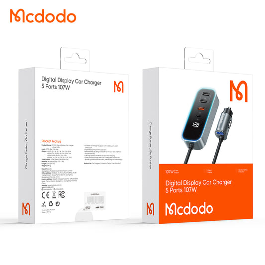 Cargador De Carro Carga Super Rapida 5 En 1 Tipo C Usb 107w