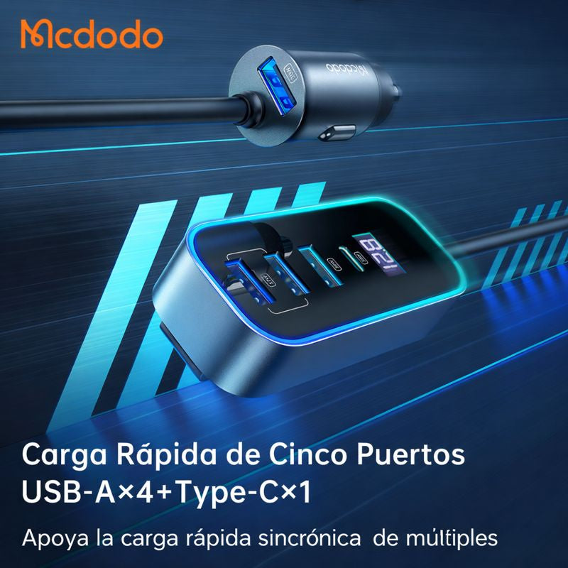 Cargador De Carro Carga Super Rapida 5 En 1 Tipo C Usb 107w