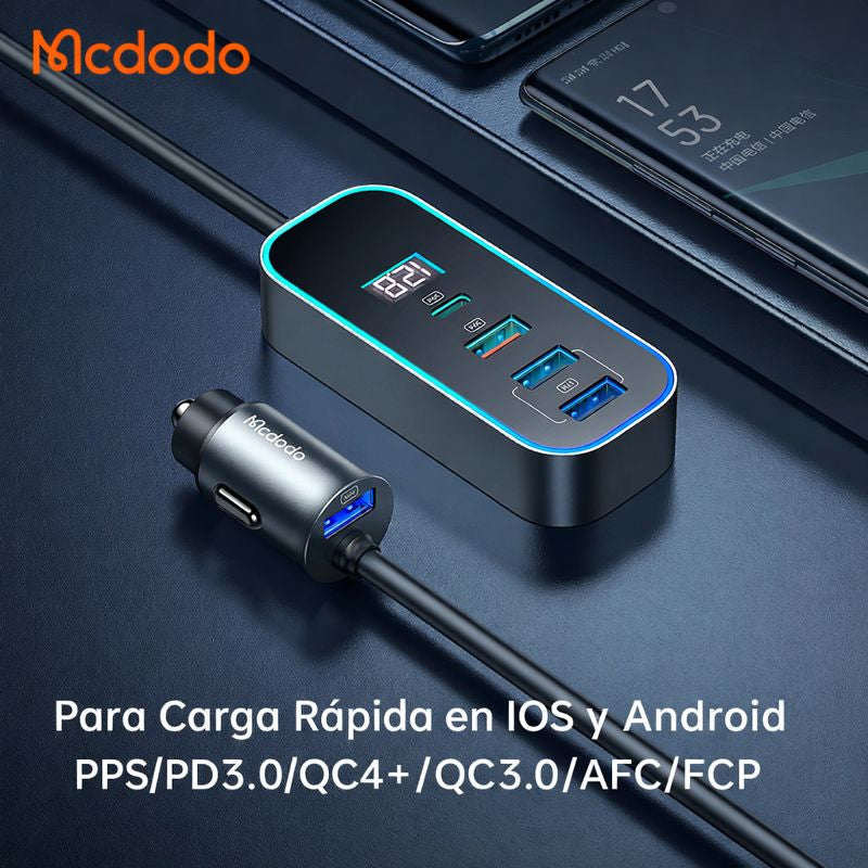 Cargador De Carro Carga Super Rapida 5 En 1 Tipo C Usb 107w