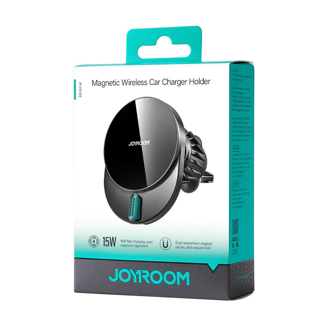 Soporte Cargador Magnetico Carga Rapida Inalambrico 15w Para Carro Joyroom Negro