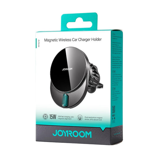 Soporte Cargador Magnetico Carga Rapida Inalambrico 15w Para Carro Joyroom Negro