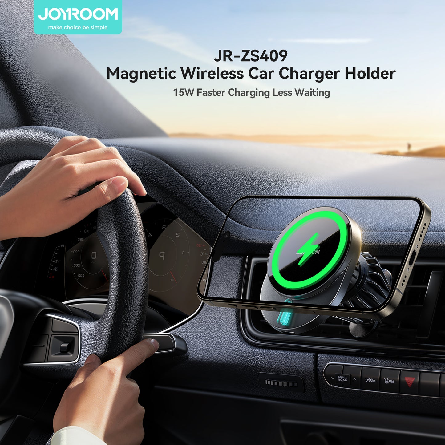 Soporte Cargador Magnetico Carga Rapida Inalambrico 15w Para Carro Joyroom Negro