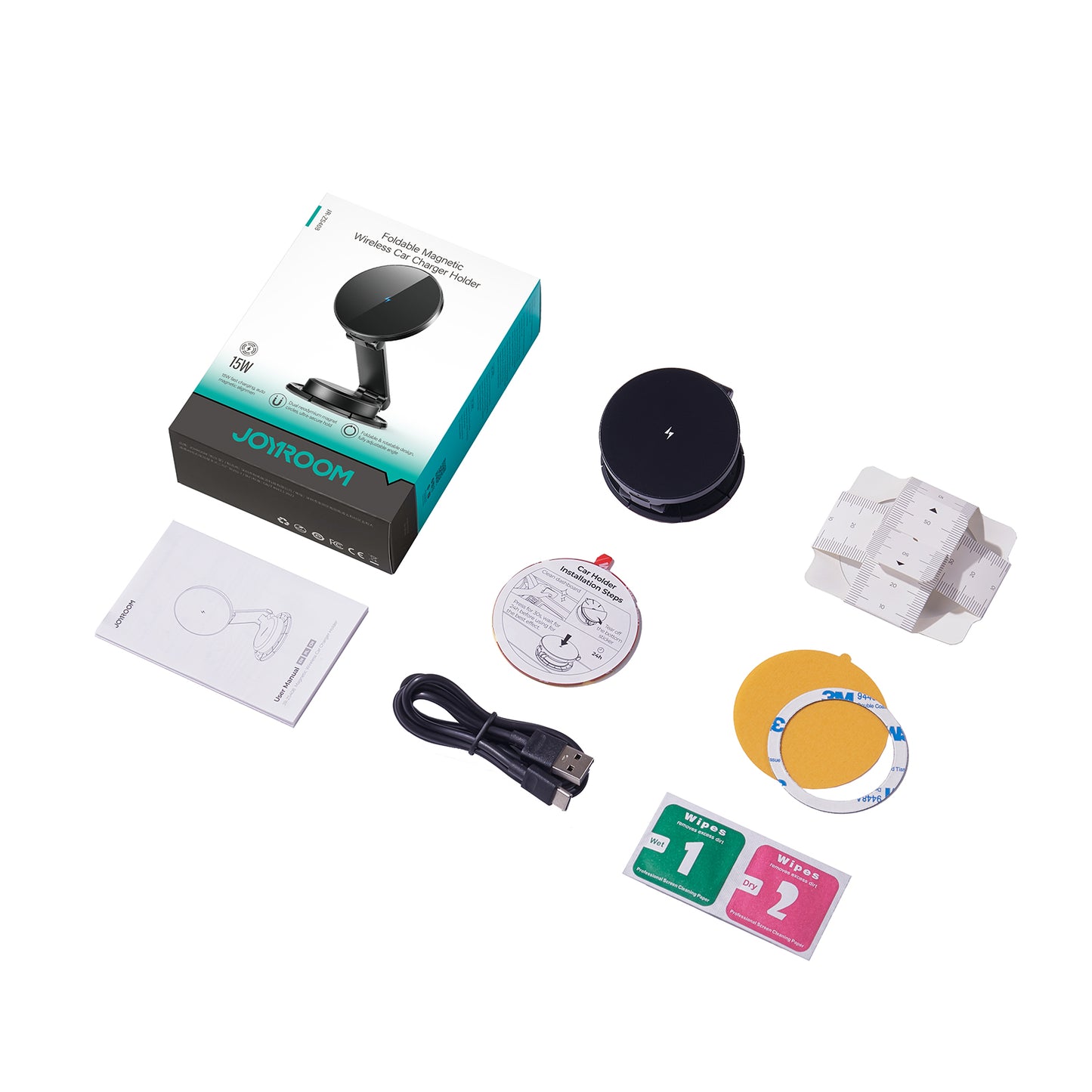 Soporte De Carro Cargador Magnético 15w Carga Rapida Inalámbrica Negro