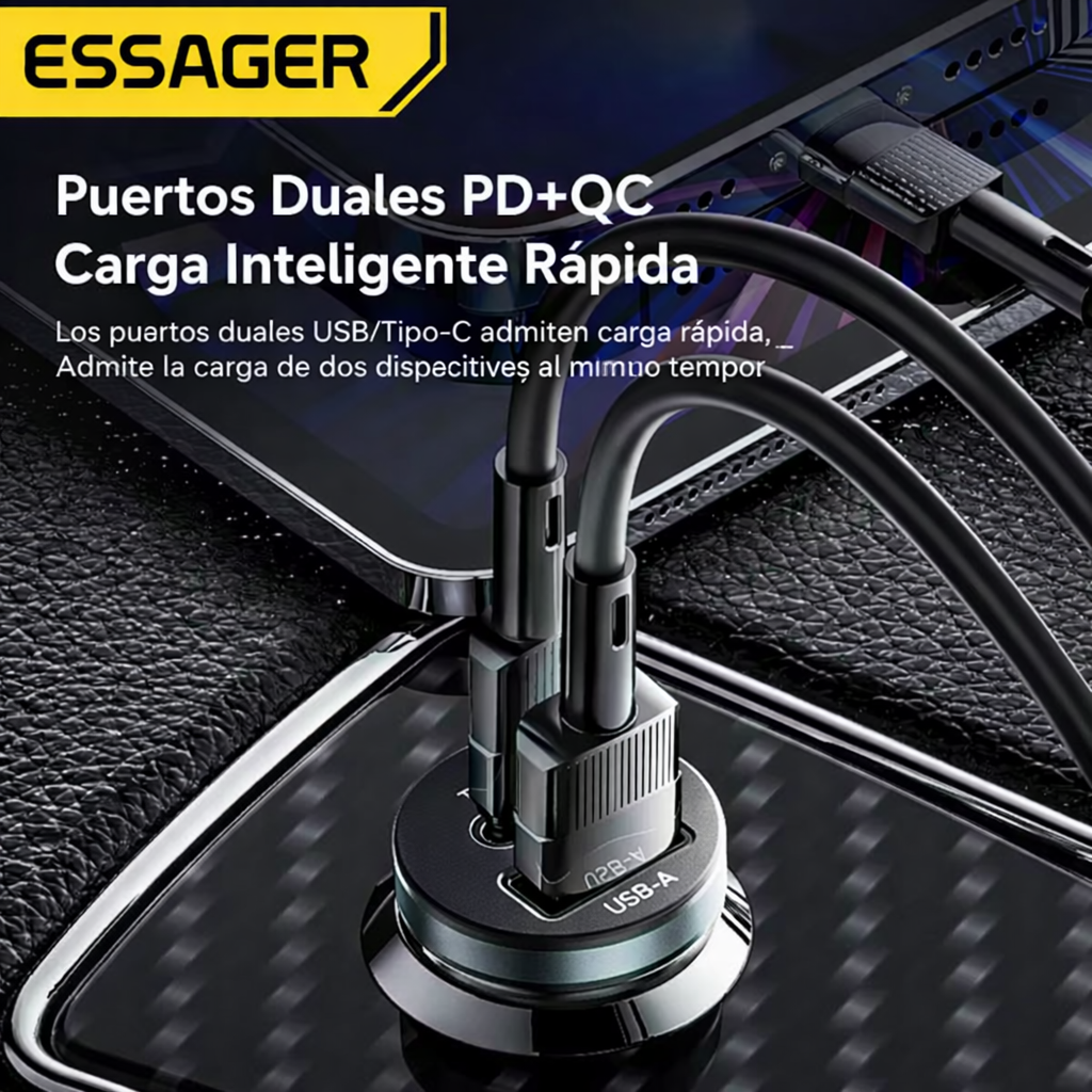 Cargador De Carro Carga Rapida 30w Usb Y Usb Tipo C