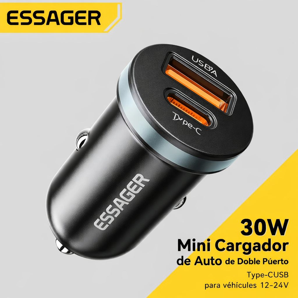 Cargador De Carro Carga Rapida 30w Usb Y Usb Tipo C
